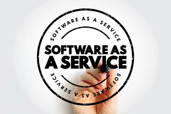软件作为一种服务是软件的授权和交付模型 文本概念图章 — 图库照片