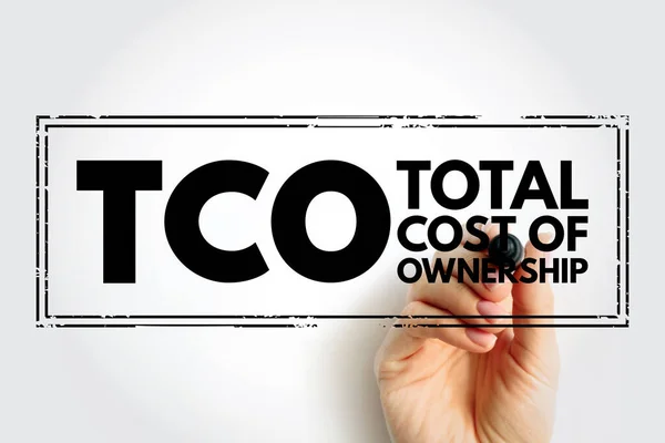 Tco Total Ägandekostnad Anskaffningspris För Tillgång Driftskostnader Förkortad Textstämpel — Stockfoto