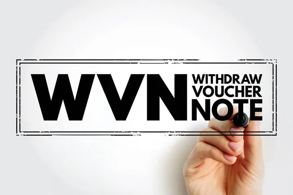 Wvn Withdraw Voucher Note Acronym Text Stamp Business Concept Background — Stockfoto
