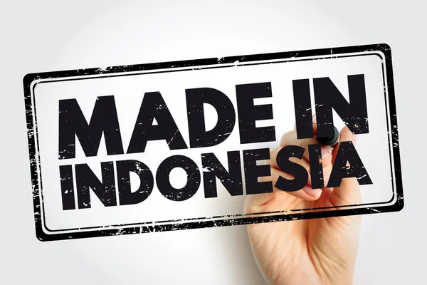 Made Indonesia Selo Emblema Texto Fundo Conceito — Fotografia de Stock