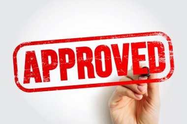 Approved text stamp, business concept background