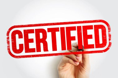 Certified text stamp, business concept background