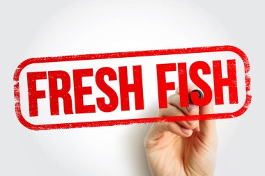 FRESH FISH text stamp, food concept background