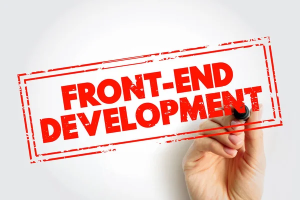 Front-end development is the development of the graphical user interface of a website, so that users can view and interact with that website, text concept stamp