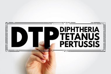 DTP Diphtheria Tetanus Pertussis - bacterial diseases that can be safely prevented with vaccines, acronym text concept stamp