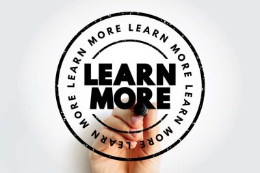 Learn More text stamp, concept background