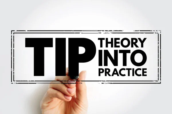 TIP - Theory Into Practice acronym text stamp, education concept background