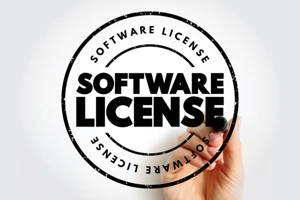 Softwarelicentie Rechtsinstrument Voor Het Gebruik Herdistributie Van Software Tekststempelconcept Voor — Stockfoto