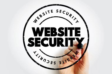 Website Security text stamp, concept background