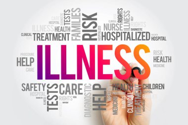 ILLNESS - vücudu ya da zihni etkileyen bir hastalık ya da hastalık dönemi, kelime bulutu kavramı