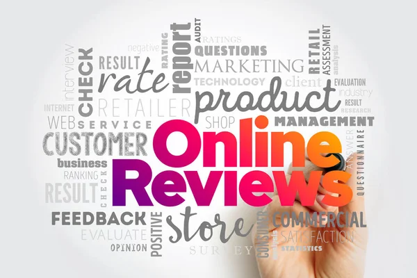 Online Reviews Reflects Opinions Experiences Customer Purchasing Product Service Word — Stock Photo, Image
