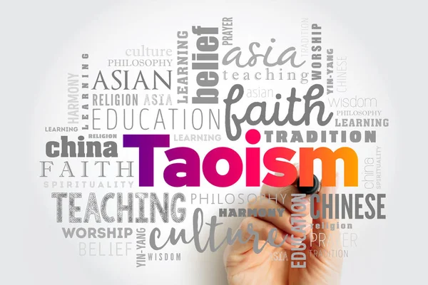 Taoísmo Refiere Una Escuela Pensamiento Filosófico Palabra Nube Fondo Concepto — Foto de Stock
