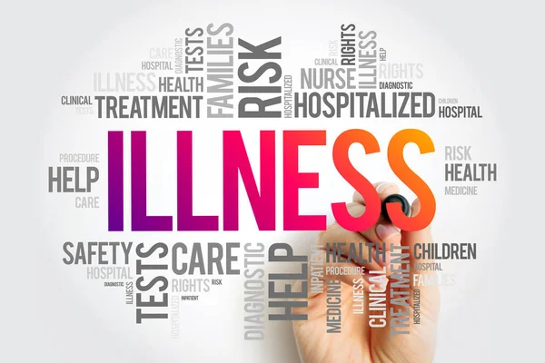 stock image ILLNESS - a disease or period of sickness affecting the body or mind, word cloud concept background