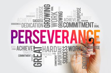 Perseverance word cloud collage, business concept background clipart