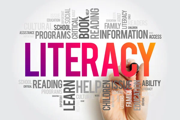 stock image Literacy word cloud collage, education concept background