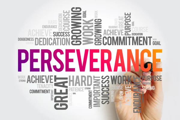 Perseverança Palavra Nuvem Colagem Fundo Conceito Negócio — Fotografia de Stock