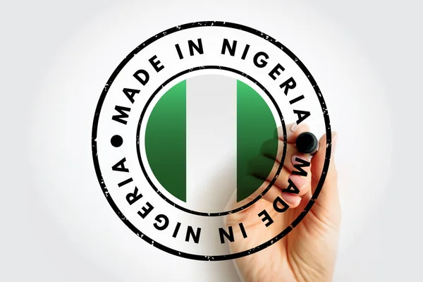 Made Nigeria Emblema Distintivo Testo Sfondo Concetto — Foto Stock