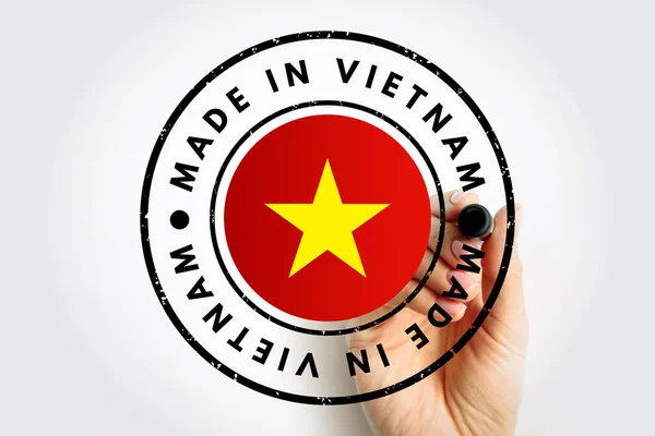 Fabriqué Vietnam Texte Emblème Timbre Concept Arrière Plan — Photo