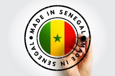 Made in Senegal text emblem stamp, concept background