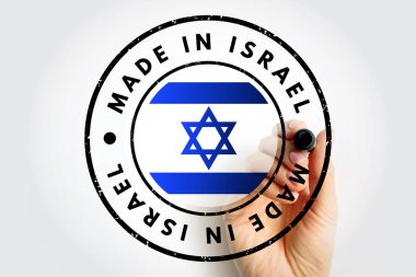 Made in Israel text emblem stamp, concept background