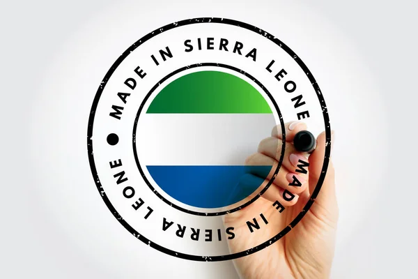 Insigne Emblème Texte Fabriqué Sierra Leone Fond Concept — Photo