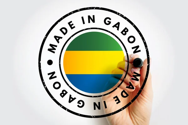 Fabriqué Gabon Texte Emblème Timbre Fond Concept — Photo