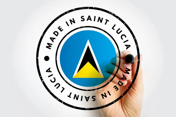 Insigne Emblème Texte Fabriqué Sainte Lucie Fond Concept — Photo