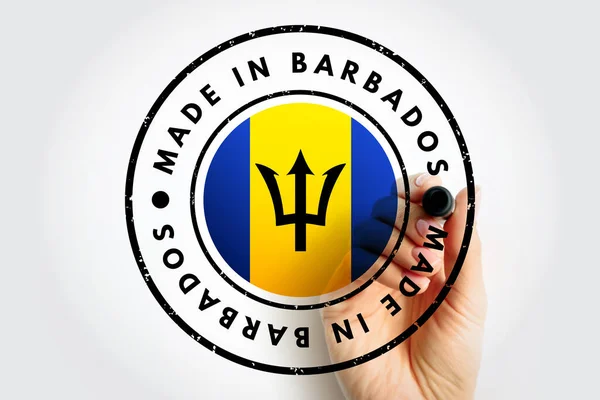 Fabriqué Barbade Texte Emblème Timbre Fond Concept — Photo