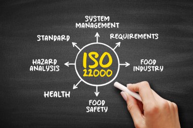 ISO 22000 - Gıda endüstrisindeki organizasyonlar için gereksinimler, sunum ve raporlar için zihin haritası kavramı sağlayan gıda güvenliği yönetim sistemi