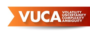 VUCA Volatility, Uncertainty, Complexity, Ambiguity - conflates four distinct types of challenges that demand four distinct types of responses, acronym text concept background