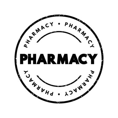 Eczane - Tıp bilimini kimya, metin konsepti damgası ile ilişkilendiren klinik sağlık bilimi