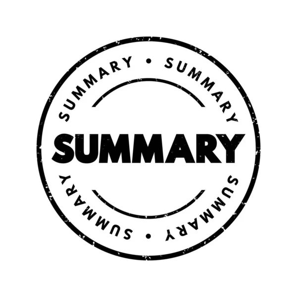 Summary Brief Statement Account Main Points Something Text Stamp Concept — Stock Vector