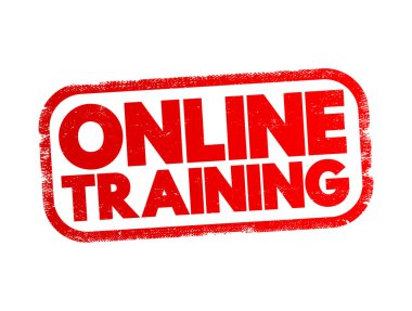Online Training text stamp, concept background