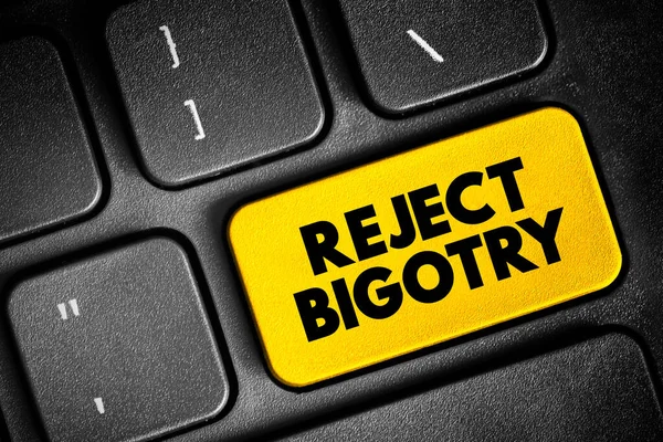 Reject Bigotry Text Button Keyboard Concept Background —  Fotos de Stock