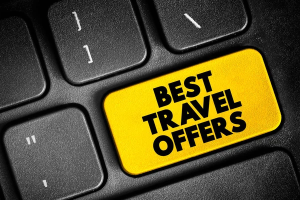 Best Travel Offers Text Button Keyboard Concept Background — Stock Fotó