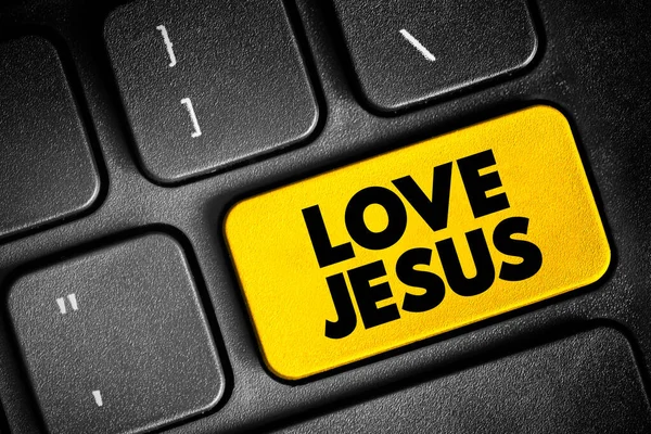 Love Jesus Przycisk Tekstowy Klawiaturze Tło Koncepcyjne — Zdjęcie stockowe