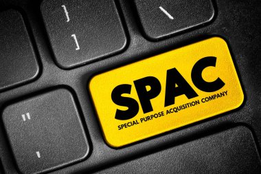 SPAC Special Purpose Acquisition Company - shell corporation listed on a stock exchange with the purpose of acquiring a private company, acronym concept button on keyboard