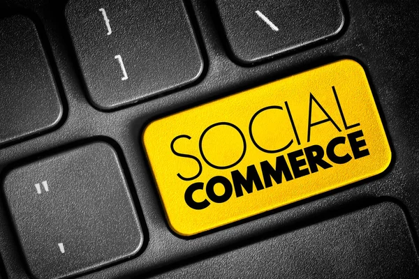 Social Commerce - electronic commerce that involves social media and online media that supports social interaction, text button on keyboard