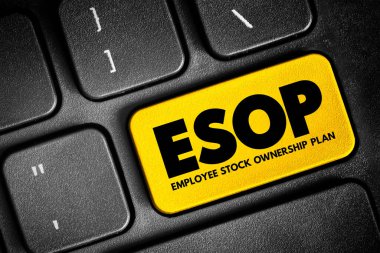 ESOP Employee Stock Ownership Plan - employee benefit plan that gives workers ownership interest in the company, acronym text concept button on keyboard
