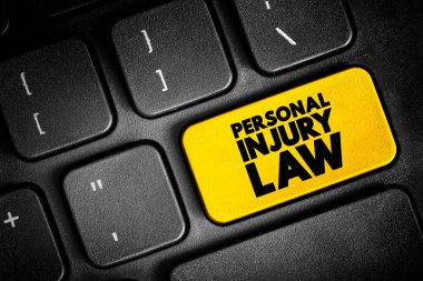Personal Injury Law - allows an injured person to file a civil lawsuit in court and get a legal remedy for all losses, text concept button on keyboard clipart