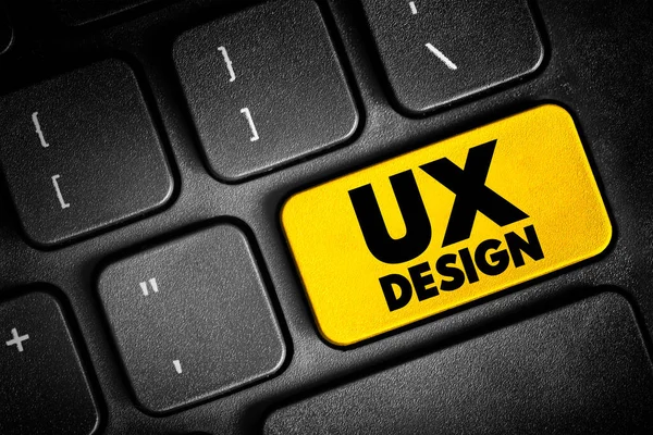UX Design - process of creating evidence-based, interaction designs between human users and products or websites, text button on keyboard