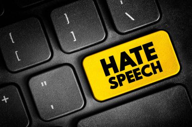 Hate Speech - public speech that expresses hate or encourages violence, text concept button on keyboard clipart