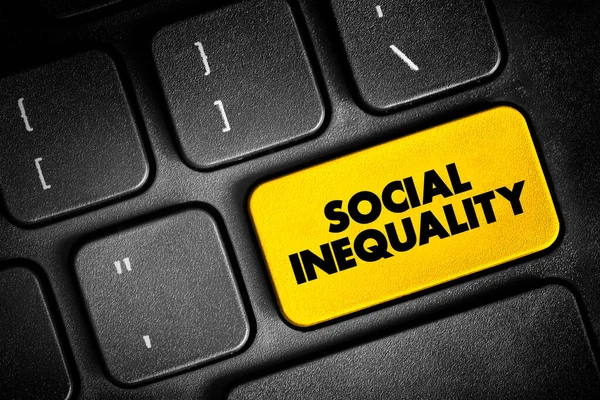 Social Inequality - condition of unequal access to the benefits of belonging to any society, text button on keyboard, concept background
