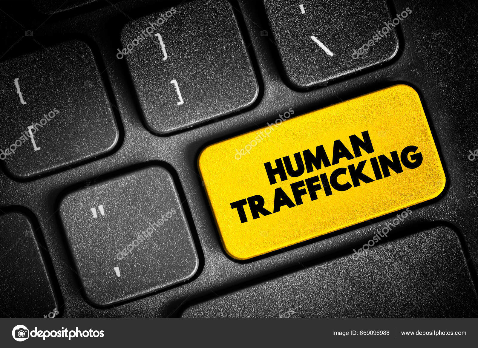 Human Trafficking Trade Humans Purpose Forced Labour Text Button