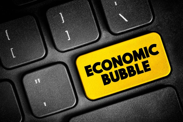 经济泡沫时期是指流动资产价格远远超出其固有价值 键盘上的文字按钮 概念背景的时期 — 图库照片