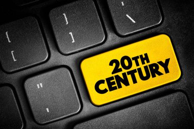 20th Century text concept button on keyboard for presentations and reports