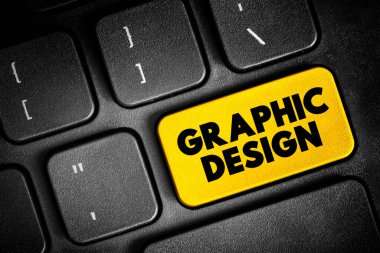 Grafik Tasarım, görsel iletişim, klavyede metin tuşu, konsept arkaplan projeksiyonu içeren bir meslek, uygulamalı sanat ve akademik disiplindir.