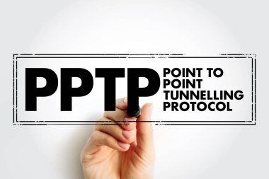 PPTP Point to Point Tunnelling Protocol - method for implementing virtual private networks, acronym text concept stamp