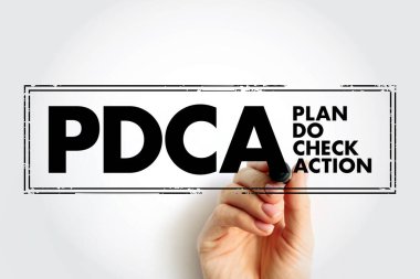 PDCA Plan Do Check Action - management method used in business for the control and continuous improvement of processes and products, acronym text concept stamp
