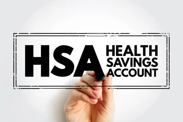 HSA Health Savings Account - tax-advantaged account to help people save for medical expenses that are not reimbursed by high-deductible health plans, acronym text concept stamp